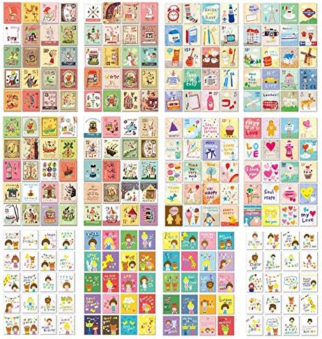 Davi Atelier 240 Pcs Stamp Style Stickers for Laptops Car Motorcycle Bicycle Luggage Decals Party Supplies Decor Cartoon