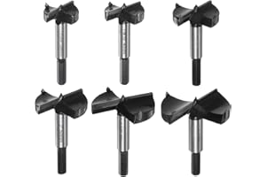 HARFINGTON 6pcs Carbide Forstner Bit Set 1-3/8" - 2-3/4" Large Size Carbide Tipped Wood Drill Bit Kit Hole Openers for Hinge 