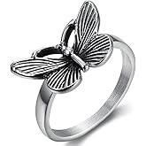 Jude Jewelers Stainless Steel Retro Vintage Butterfly Style Wedding Promise Statement Anniversary Ring