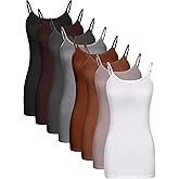 Geyoga 8 Pack Long Tank Tops for Women, Long Camisoles Workout Tops Adjustable Spaghetti Strap Women's Camis Undershirts