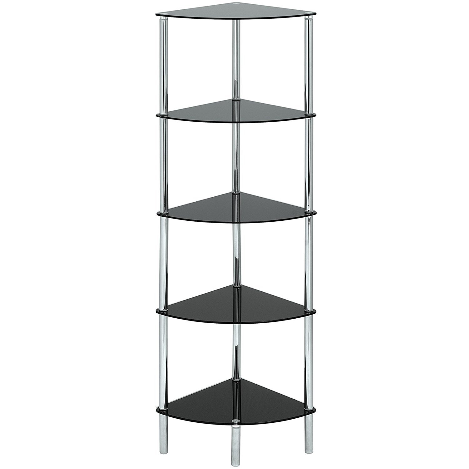 ASPECT Polo 5 Tier Corner Display Glass Unit-Black, Chrome, S