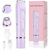 Women's Bikini Trimmer, 2-in-1 Electric Shaver for Bikini Line, Legs, Underarms, Face - Waterproof Women's Electric Shaver for Sensitive Skin, USB Rechargeable