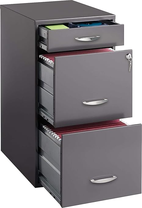 Amazon Com Office Designs 3 Drawer Vertical File Cabinet Charcoal Letter 18 Inch D 18606 Kitchen Dining