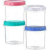 AskBed 4 Pack 16Oz (500ML) Freezer Storage Containers - airtight Plastic Food Storage with Twist Top Lids