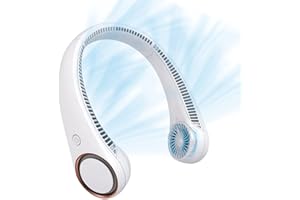 CIVPOWER Neck Fan: Portable Personal Neck Cooling Rechargeable Bladeless Fan - Hands Free 3 Speed 4000 mAh Battery USB Operated Wearable Headphone Design - for Men Women Outdoor Indoor (White)