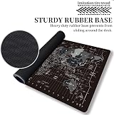 HGWALP Large Gaming Mouse Pad Black World Map 31.5 x 11.8 Inch Anti-Slip view 3