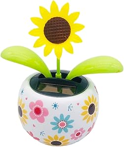 ADJ Fashion Solar Powered Dancing Flower Toy Solar Automatic Swing Flowerpot Car Decoration for Office Desk & Car Decor