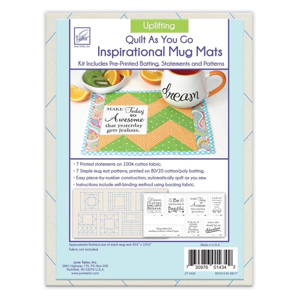 June Tailor Quilt As You Go Inspirational Mug Mats Kit, Multi-Colour, 21.59 x 29.97 x 4.64 cm — image 1
