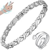 Cigmag Magnetic Bracelet for Women Titanium Steel Bracelet & Copper Ring with Strength Magnets Waterproof Adjustable Tool (Fishtail)