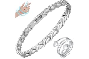 Cigmag Magnetic Bracelet for Women Titanium Steel Bracelet & Copper Ring with Strength Magnets Waterproof Adjustable Tool (Fishtail)