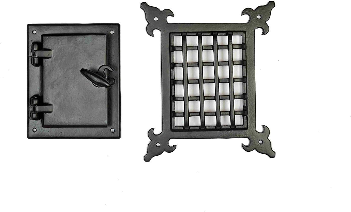 Cast Iron Safety Speakeasy Classic Style Black Grill & Girlle with Viewing Door Set Accent Door Gate Interior Privacy by Perilla Home