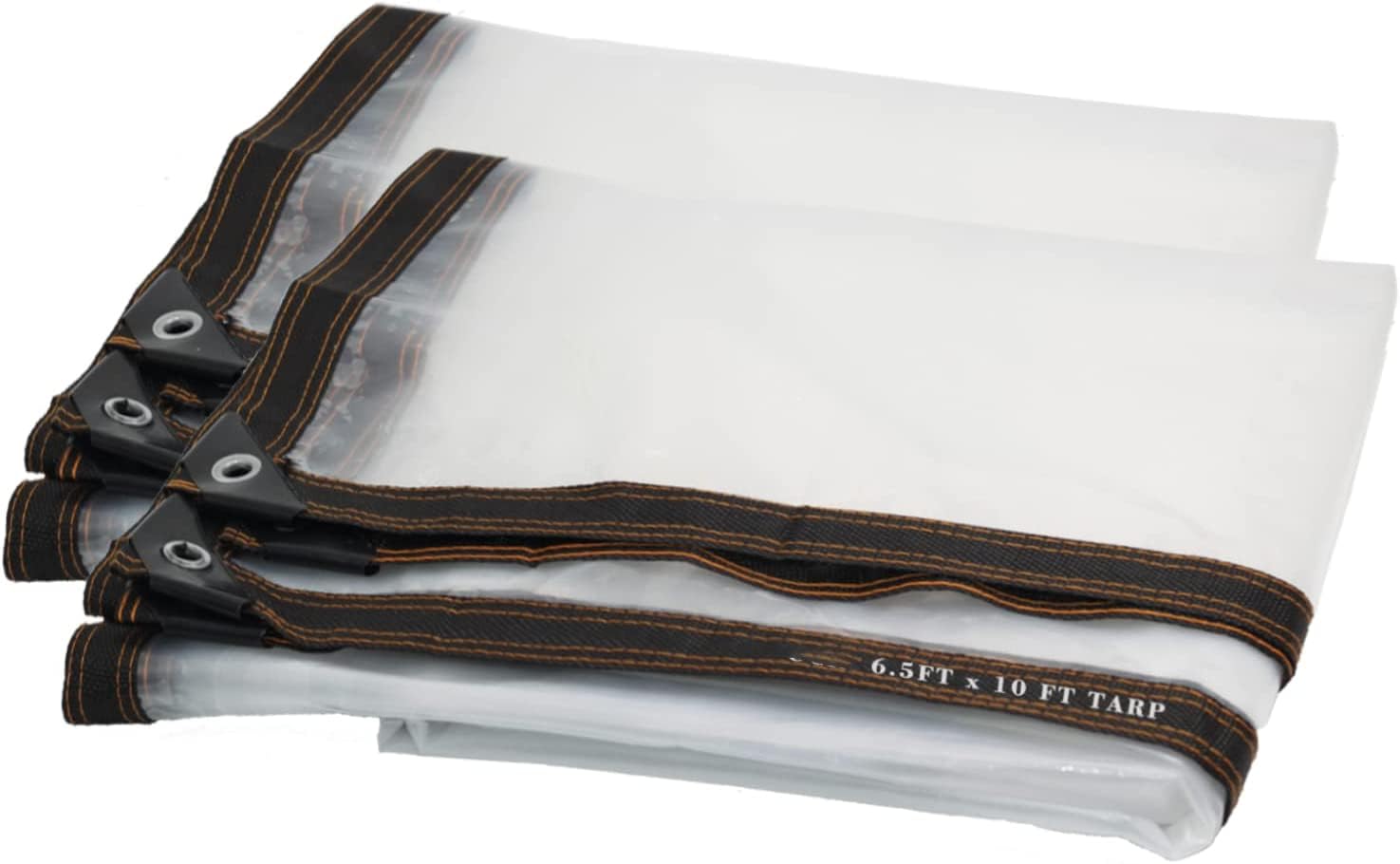 2-Pack Waterproof Tarpaulin 6.5ft×10ft - 10 Mil Thick, Clear Plastic Tarp With Grommets for Garden, Patio, Lawn, Greenhouse or Pet Hutch Roof — image 1