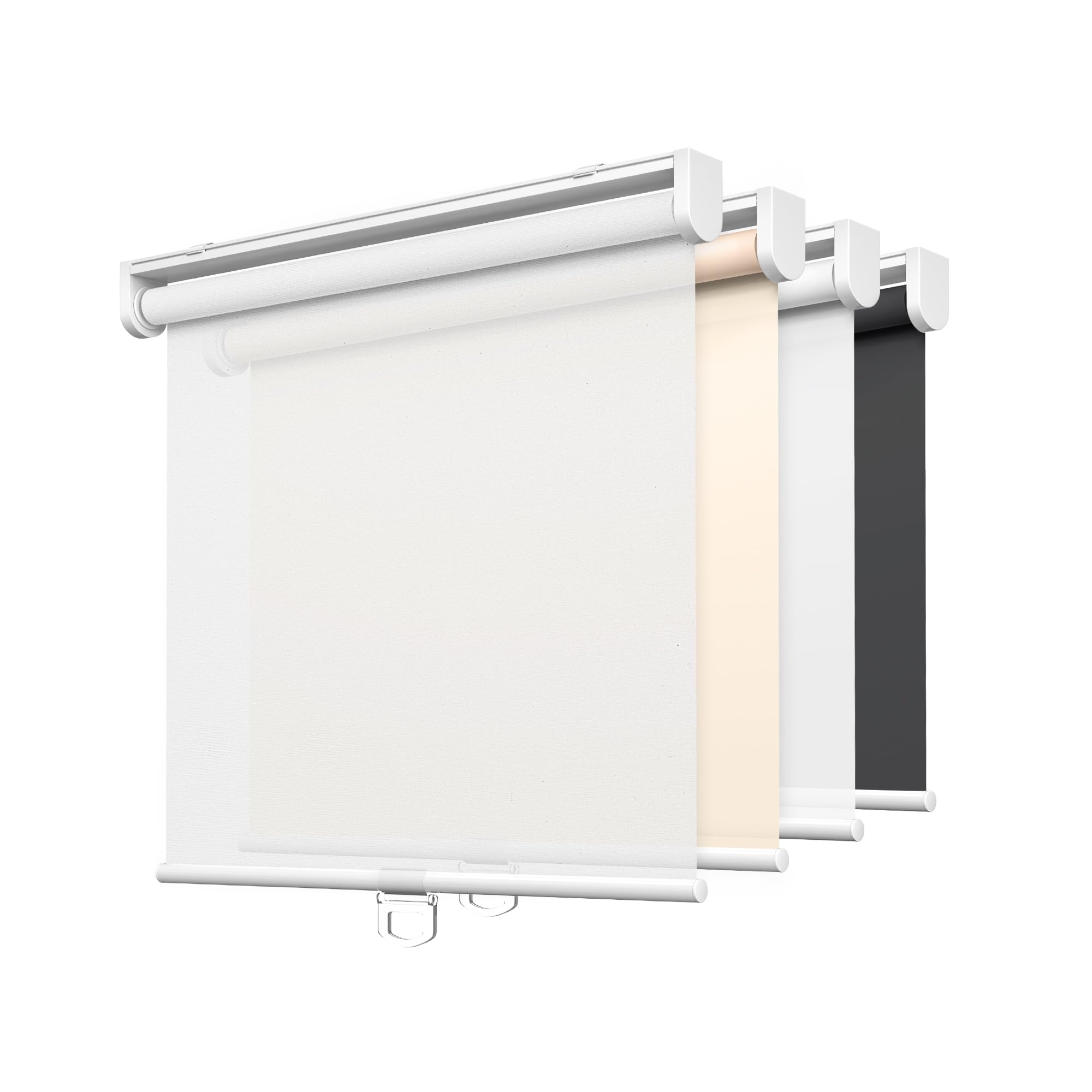 Photo 1 of LazBlinds No Tools No Drill Cordless Roller Shades, Light Filtering Window Sheer Shades Transparent UV Protection Roll Up Blinds for Windows, 48'' W x 72'' H, White