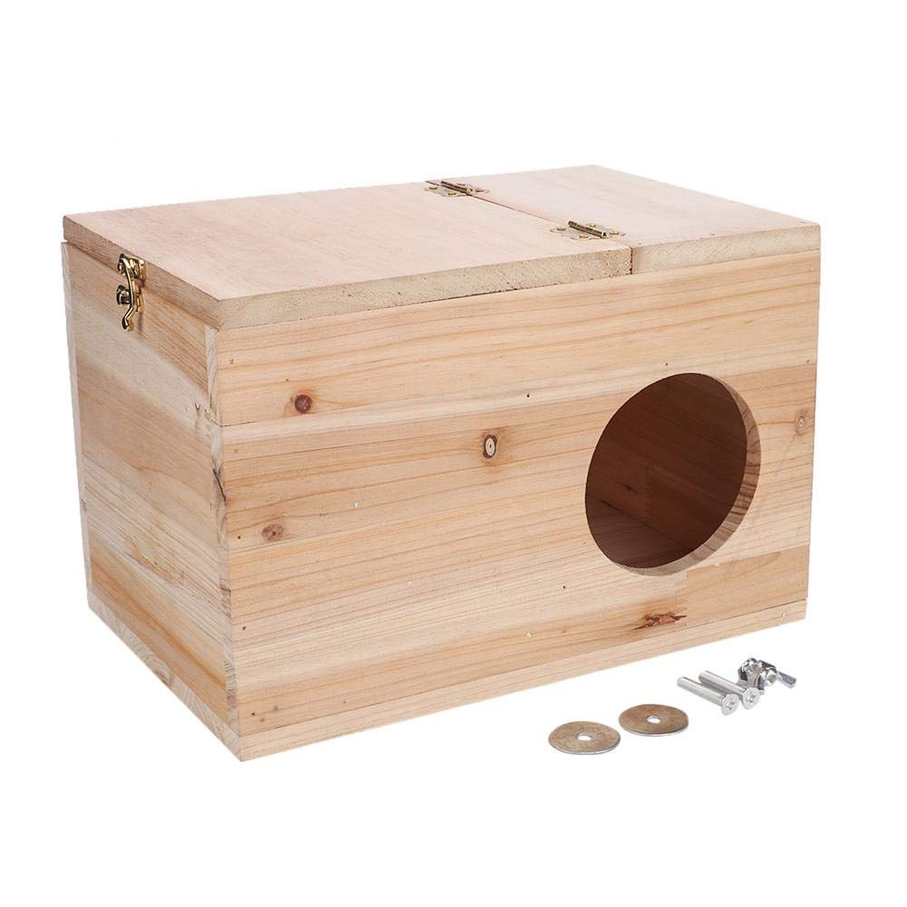 Wooden Hamster House, Large Odorless Pet Play Nest with Hideout Design for Chinchillas Squirrels Gerbils Golden Bears and Other Small Animals, Durable Natural R