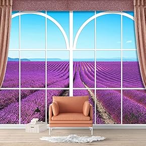 Wall Murals for Bedroom Vies from French Window Design Removable Wallpaper Peel and Stick Wall Stickers - 66x96 inches