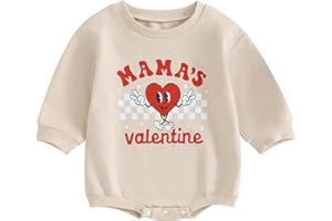 Eadrioss Infant Baby Girl Boy Valentines Outfit Crew Neck Letter Print Sweatshirt Romper One Piece Valentines Clothes