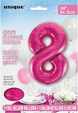 Unique Pink Number 8 Shaped Large Foil Balloon 86cm One Piece view 2