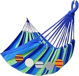 GOCAN Brazilian Double Hammock 221x165 cm 330 cm Total 500 lb Blue/Green