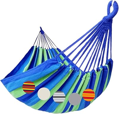 GOCAN Brazilian Double Hammock 221x165 cm 330 cm Total 500 lb Blue/Green