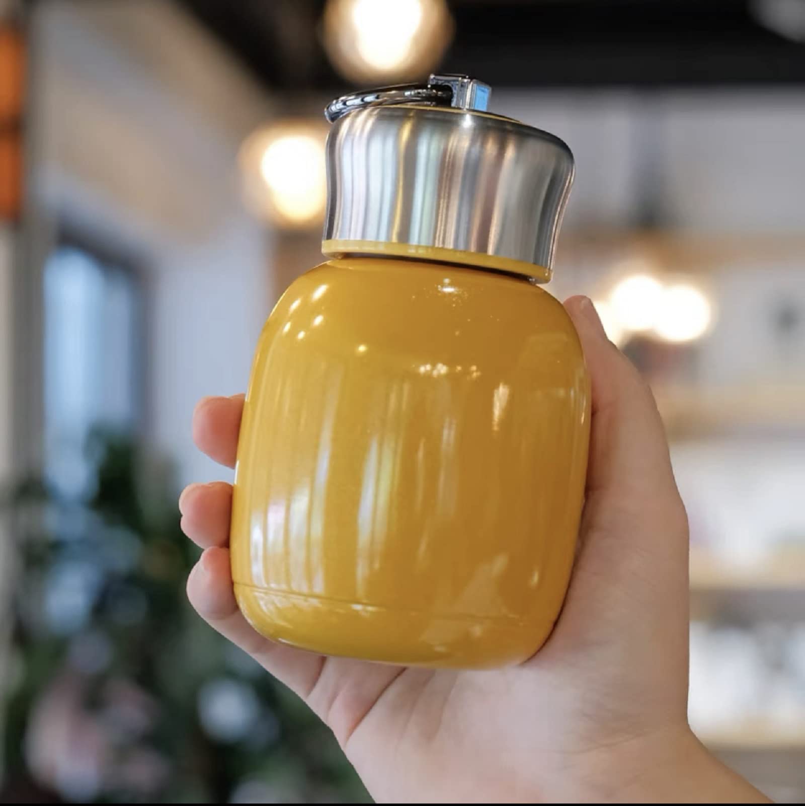 Cute Water Bottle, 200ml Stainless Steel Small Thermal Flask Coffee Travel Mug, Juice Milk Vacuum Hot and Cold Water Bottle for Travel and Home (Orange)