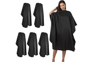 MEYEYAIA 5 Pcs Black Hair Salon Capes,55 X 47 Inches Professional Waterproof Salon Barber Cape with Adjustable Snaps,Hairdressing Styling Nylon Hair Cutting Cape for Haircutting Dyeing Styling