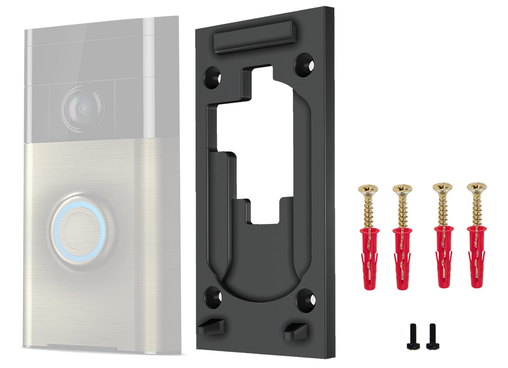 GESTECH Replacement Wall Mount Bracket Back Plate and Fittings for 2nd Generation Battery Doorbell 2020 Model 2nd Gen (2nd Generation Only), 6mm Thickness Spacer