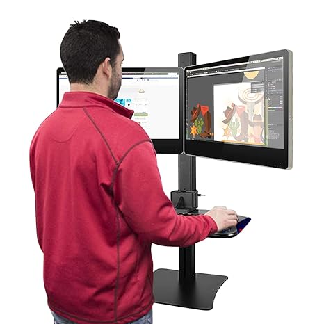 Rife Height Adjustable Standing Desk for Dual Monitor (Vertical Moving Pneumatic spring ) (Dual Monitor)