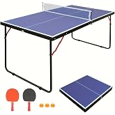 Athfiner 4.5FT/6FT/9FT Ping Pong Table Foldable, MDF Multi-Use Portable Table Tennis Table with Net, Paddles &amp; Balls for Kids Teens Adults Indoor/Outdoor Game - Quick Assembly