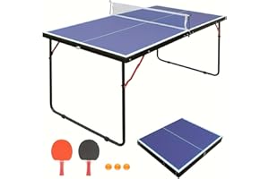 Athfiner Portable Ping Pong Table 4.5FT/6FT/9FT Foldable Compact Space-Saving Design, Multi-Use Table Tennis Table for Kids Teens Adults Indoor/Outdoor Game