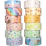 YUBBAEX Floral Gold Washi Tape Set VSCO Foil Masking Tape Decorative for Arts, DIY Crafts, Bullet Journal Supplies, Planners,