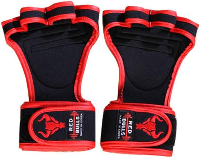 Red Bulls 4 Weightlifting Gloves Power Lifting Health Weight Workout Grip (Black, M(10.5 x 16x 5(cm)))…