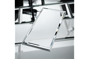 V-MOZZA Peel and Stick Mirror Tiles, 3" x 6" Self Adhesive Mirror Tiles Beveled Silver Glass Mosaic Tile for Kitchen Backspla