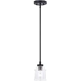 VAXCEL Toledo Black Farmhouse Mini Pendant Ceiling Light Clear Jar Glass