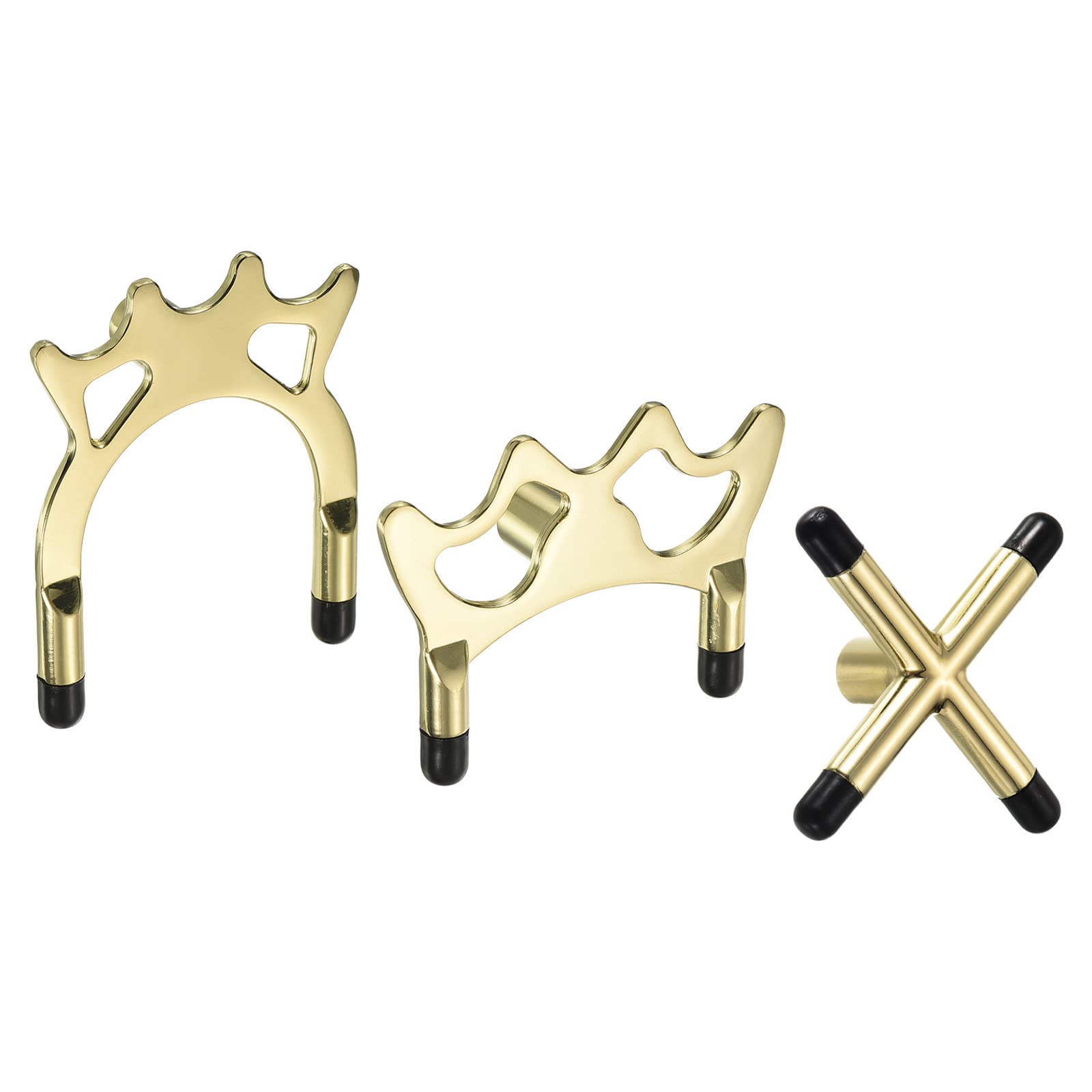 PATIKIL Billiard Bridge Head, 3 in 1 Pool Cue Stick Bridge Screw-On Metal Billiard Accessories with Rubber Sleeves for Pool Table, Gold Tone