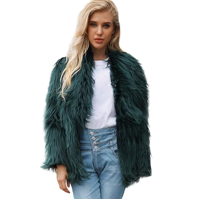 BBring Faux Pelz Mantel Damen, Frauen Elegant Faux Pelz Felljacke Revers Jacket Kunstfell Coat Outwear