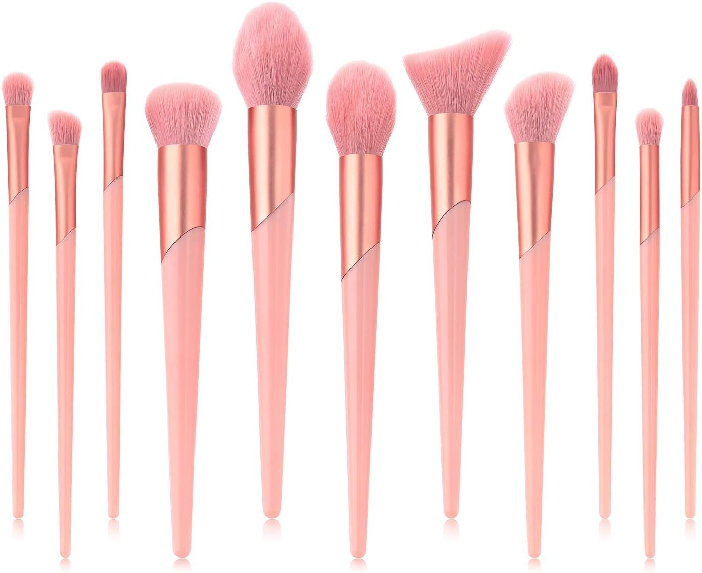 Makeup Brushes, 11PCS Professional Makeup Brush Set, Face Foundation Eyeshadow Blending Brushes Kit, Wood Handle Synthetic Bristle (Pink)