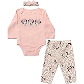 Magic Threadz Disney Clothes Baby Girls Bodysuit, Pants & Headband Set – Minnie Mouse, Bambi, Marie & Tinkerbell (0–9M)