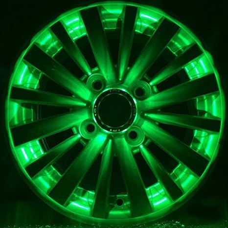 Amazon Co Jp 車のホイールライトカラフルなソーラーカーホイールライトタイヤ改造ライト ユニバーサルリモートコントロール無料配線シングルグリーン 16ライト ホーム キッチン