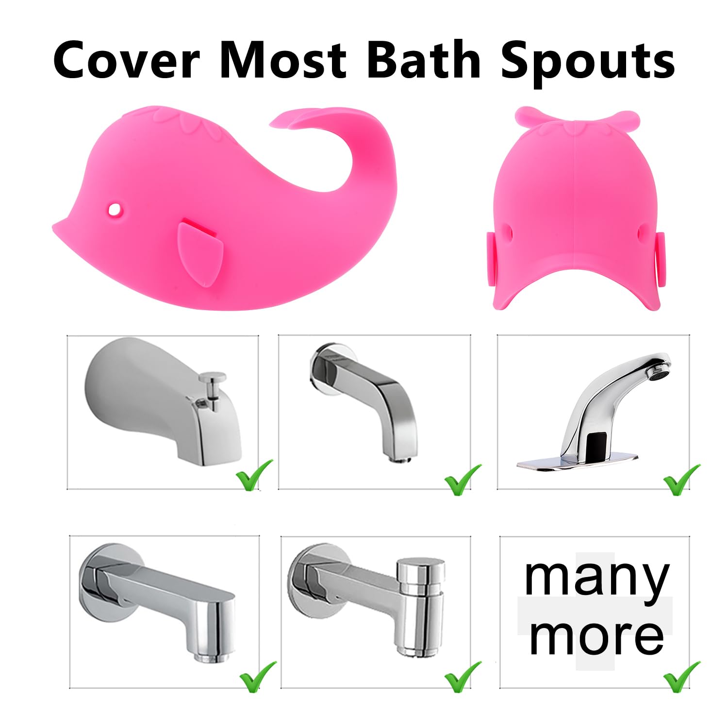 Bath Spout Cover, Faucet Cover Baby Bathroom Tub Faucet Cover Protector for Kids, Bathtub Spout Cover for Baby Kids Toddlers Protection Accessories Baby Safety Universal Bath Silicone Toys Whale Pink