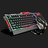 Simulation Mechanical Keyboard Colorful LED light keyboard and Mouse Set,Fxexblin K33 Keyboard Mouse Combo 105 key for Laptop Computer Macbook