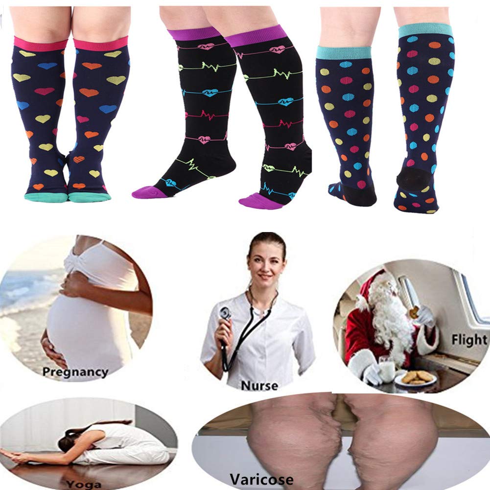 ZFiSt 3 Pairs Medical&Althetic Compression Socks for Women, 20-30 mmHg Nursing Performance Socks for Edema, Diabetic, Varicose Veins,Shin Splints,Running Marathon (Style1, S/M)