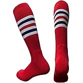 COUVER Women Cotton Bottom Cushion Similar Team Styles Striped Softball Knee High Sports Socks