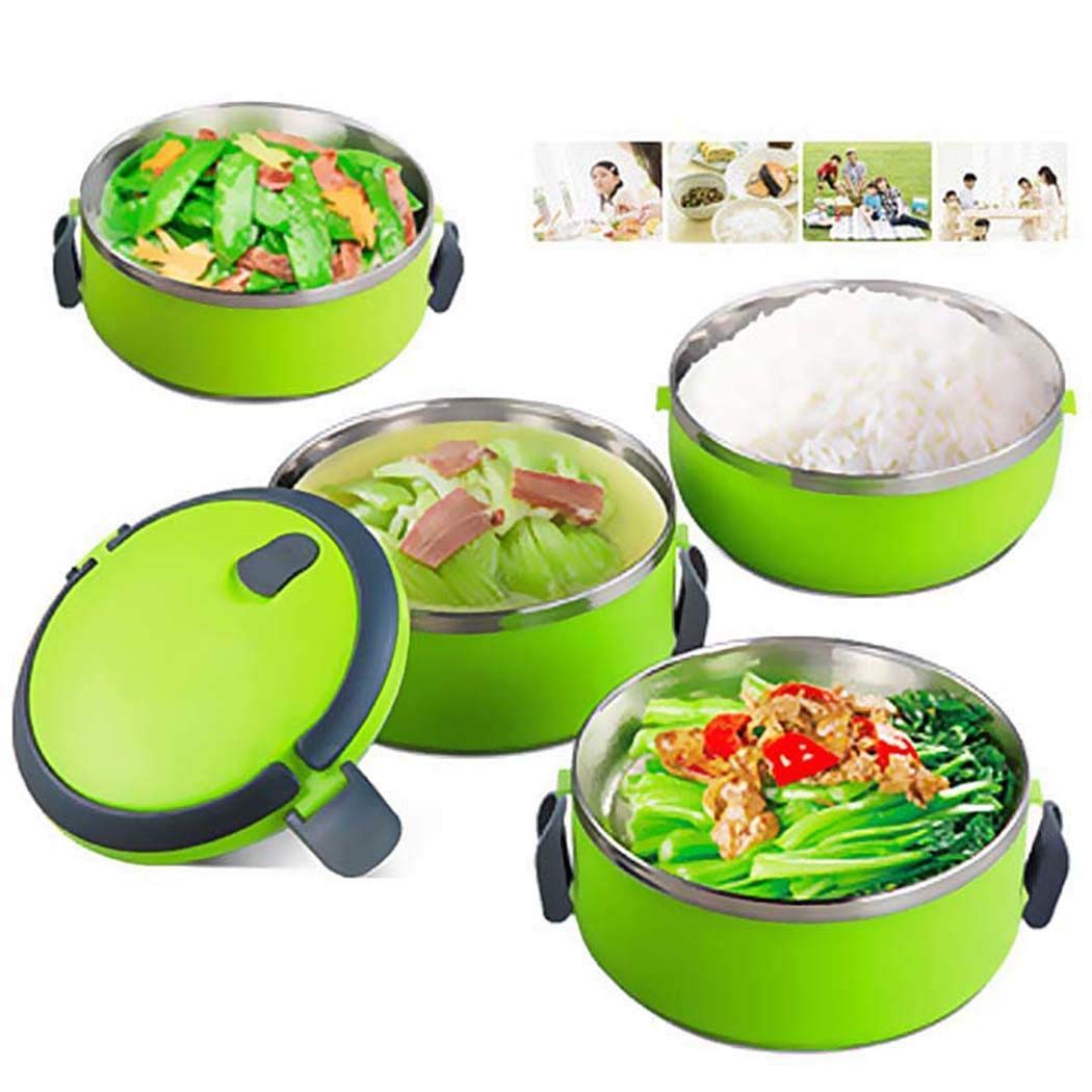 Amiubo Caja de almacenamiento portátil de la comida de la fiambrera de Themral de los envases del almuerzo del acero inoxidable Almacenamiento de alimentos