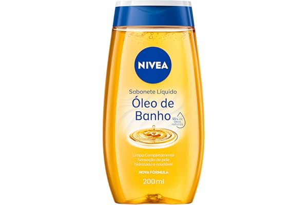 NIVEA Sabonete Líquido Óleo de Banho 200ml, Limpeza Corporal, Pele Macia, 55% Óleos Naturais, Sensação Hidratante