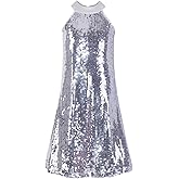 WELAKEN Girls Ombre Sequin Dress Sparkly Fancy Short Puff Sleeves Gradient Party Dress