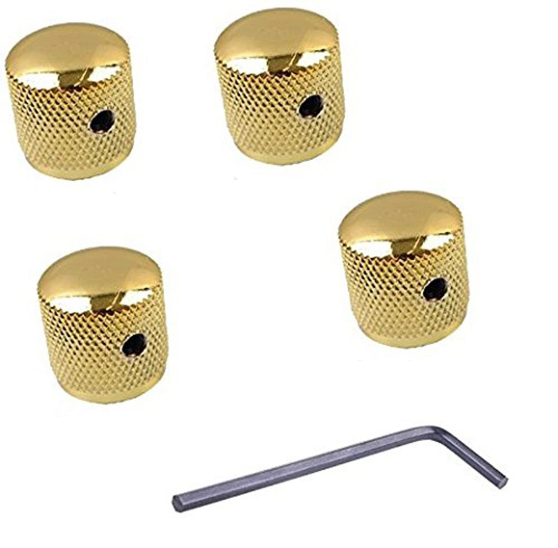 Pack of 4pcs Gold Knob Volume Tone Control Knobs with 1pcs Allen Keys Screws Set for Electric Guitar Bass Screw Type(Gold)