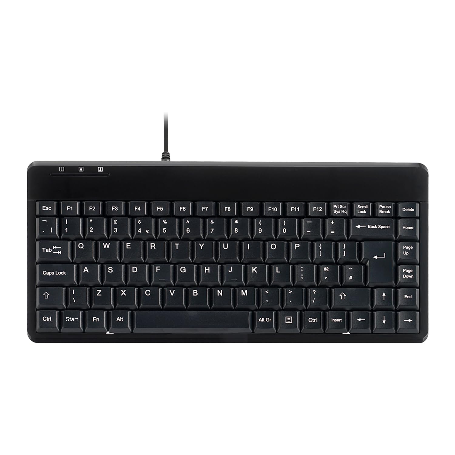 Perixx PERIBOARD-409H Wired USB Compact Mini Keyboard with 2 USB Hubs, Logo Free, UK QWRETY, Black — image 1