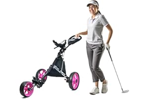 JUST AMAZING DEALS Golf Push Cart 3 Wheel - JAD ProGolf Ladies Pushcart for Women Golfers, Super Lightweight Deluxe Easy to Fold Collapsible Golfing Pull Cart