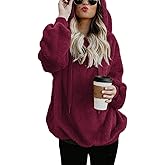 Women Casual Double Fuzzy Sweatshirt Faux Fleece Zip Pullover Hoodies Coat Outwear S-XXL