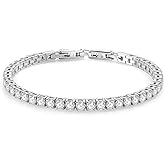 Tennis Bracelet for Women Men, 14K Gold Plated Round 3mm/4mm/5mm AAAA+ Cubic Zirconia CZ Dainty Classic Adjustable Stainless Steel Bracelets Festival Wedding Jewelry Gift